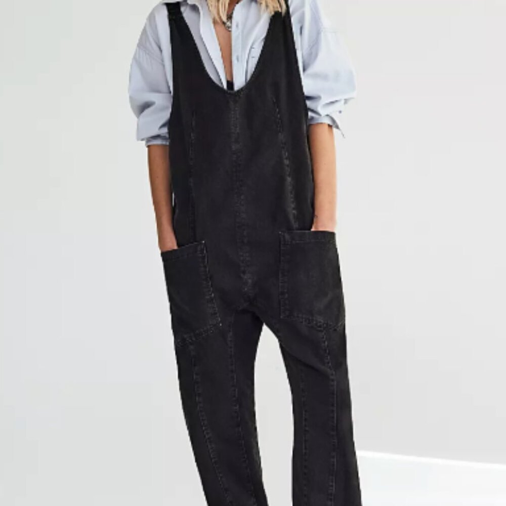 We The Free High Roller Jumpsuit Black Size Medium Free People